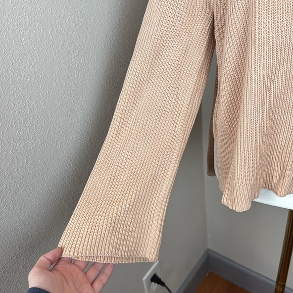 Lafayette 148 Cream Ribbed Cotton-Silk Blend Knit Crewneck Vented Sweater sz S - Picture 8 of 15